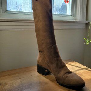 Zara Basics Collection Tan Suede feel Knee boot size 38